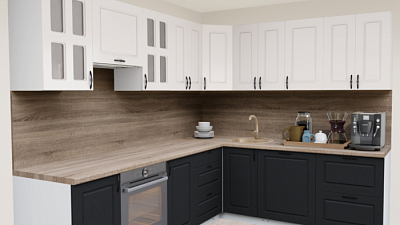 Кухня угловая Пастель зефир - Графит нубук